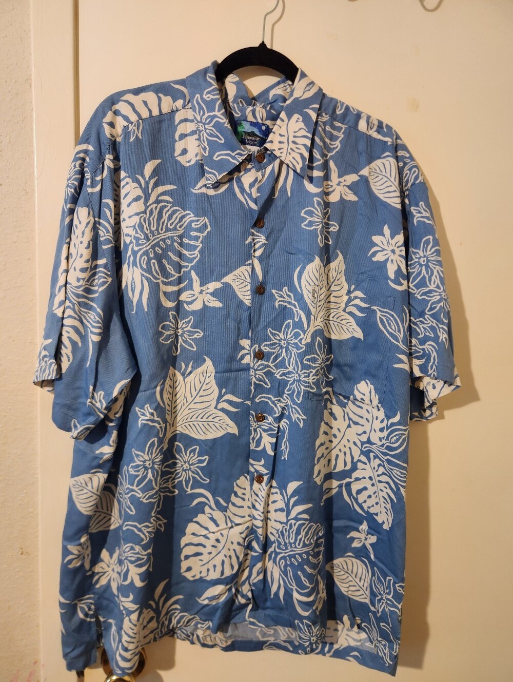Casual Blue Hawaiian Floral Button-Down Shirt Sz XL